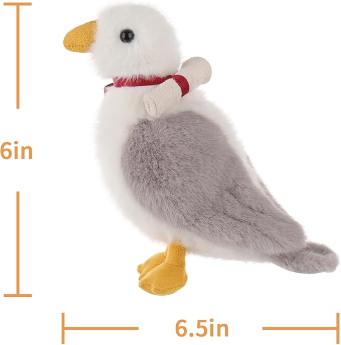 Apricot Lamb Messenger Seagull Plush Stuffed Animals for Kids, Soft Cute Plush Toys for Baby Girl and Boy, Fluffy Messenger Seagull Grey