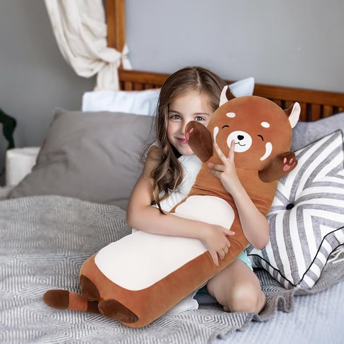 Cute Long Raccoon Plush Toy, Soft Hugging Pillow, Kids Gift (Orange, 27.55inch/70cm)