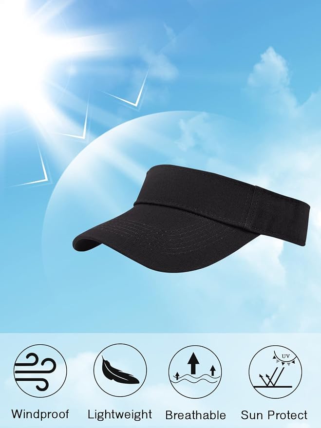 Zando 3.2" Structured Brim Visor Hats for Women, UPF 50+, Golf/Tennis | 3.2"Structured Brim Adds Sun Coverage, Steady View, Quick-dry Sweatband, Open-Top Ponytail Fit, Adjustable Fit & Lightweight