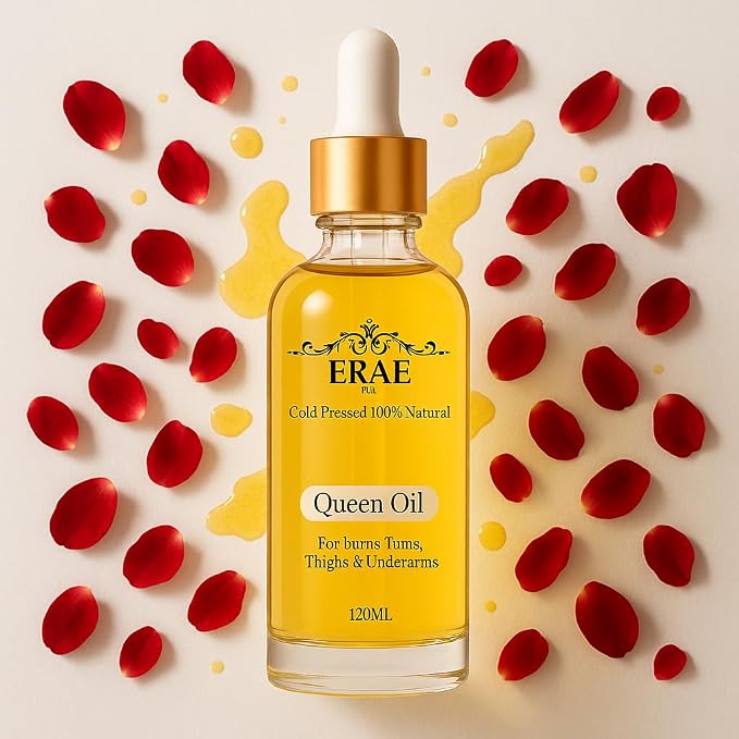 Erae Queen Oil – Cold-Pressed Natural Botanical Firming Oil for Face & Body – Hydrates Tightens & Restores Elasticity for Crepey, Aging & Menopausal Skin on Arms, Tummy & Thighs, 4 fl oz (1PCS)