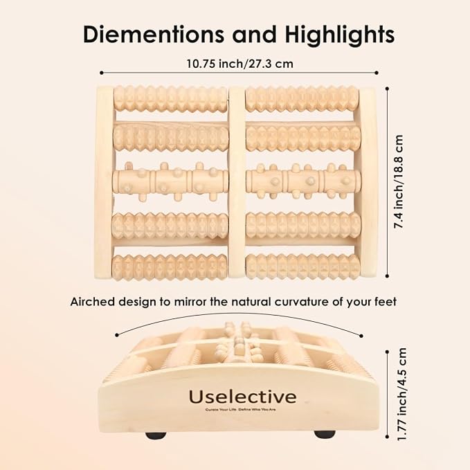 Plantar Fasciitis Relief Foot Massager - Wooden Roller for Pain Relief & Circulation Boost & Arch Pain, Muscle Relaxation.Portable Acupressure Stick | Gifts for Mom and Dad