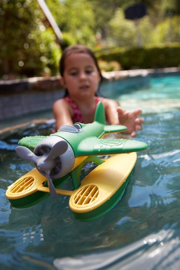 Green Toys Seaplane, Green/Yellow - Pretend Play, Motor Skills, Kids Bath Toy Floating Vehicle. No BPA, phthalates, PVC. Dishwasher Safe, Recycled Plastic, Made in USA.