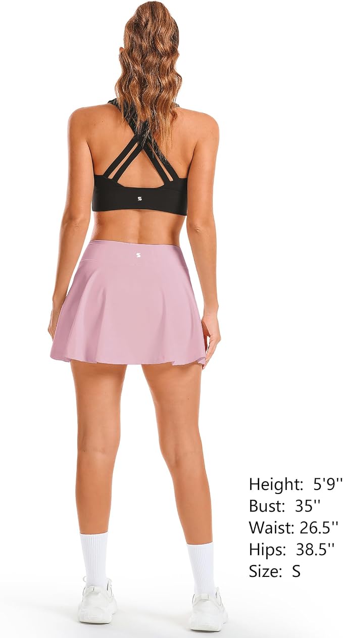 Stelle Women's Tennis Golf Skirts High Waisted with Pockets Inner Shorts for Athletic Skorts Sports Running Pickleball
