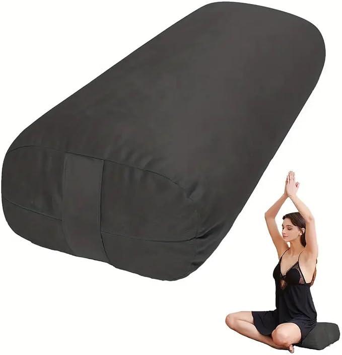 Yoga Firm Large Yoga Bolster Pillow Cushion 24" x 12" x 6" for Restorative Yoga, Rectangular Cotton and Removable Cover