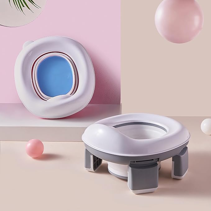 Children's Toilet Collapsible Outdoor Travel Potty Baby's Pee Pail Portable Toilet (Gray)