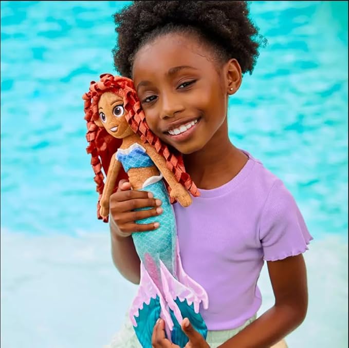 Disney Store Official Princess Plush Doll, Ariel – Live Action, Medium 14 Inches, Soft Plushy with Embroidered Features, Princess Toys for Girls, Disney Dolls, Stuffed Animals for Girls