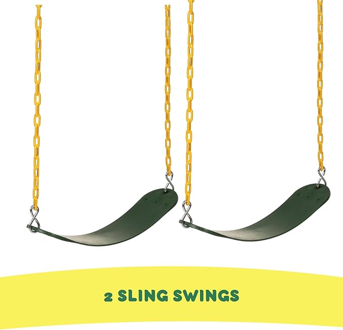 Eastern Jungle Gym DIY Swing Set Hardware Kit with Easy 1-2-3 A-Frame Brackets, Swing Seats, Ring Trapeze Bar and All Assembly Hardware and Instructions - Wood Not Included