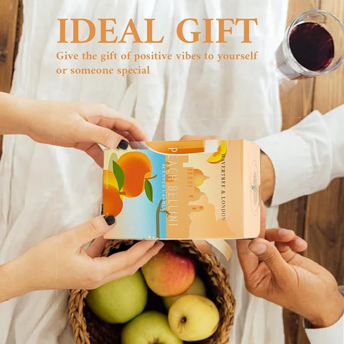 Luxury Peach Bellini Soy Wax Candle - Hand Poured in Australia, 11.66 oz Glass Jar Fancy Candle, Strong Scented, Non-Toxic, Long Lasting 60 Hour Burn, Refreshing Natural Citrus Candle Gift