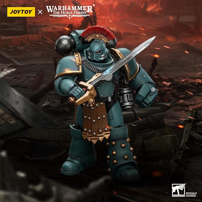 Joytoy Warhammer The Horus Heresy Sons of Horus 1:18 Action Figure Mecha Joy Toy MKIV Tactical Squad Sergeant with Power Fist Collection Model Anime 4.88 inch