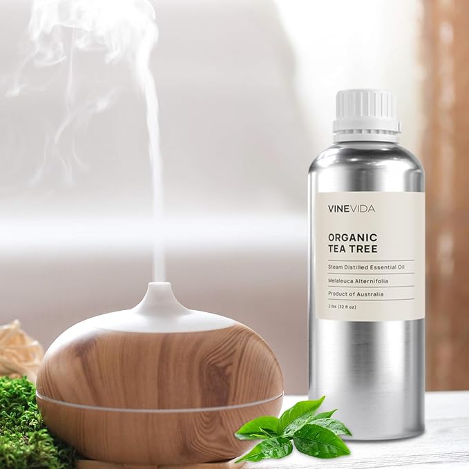 VINEVIDA Organic Tea Tree Essential Oil 32 oz - Undiluted Candle Scent DIY Scents for Candlemaking Bulk