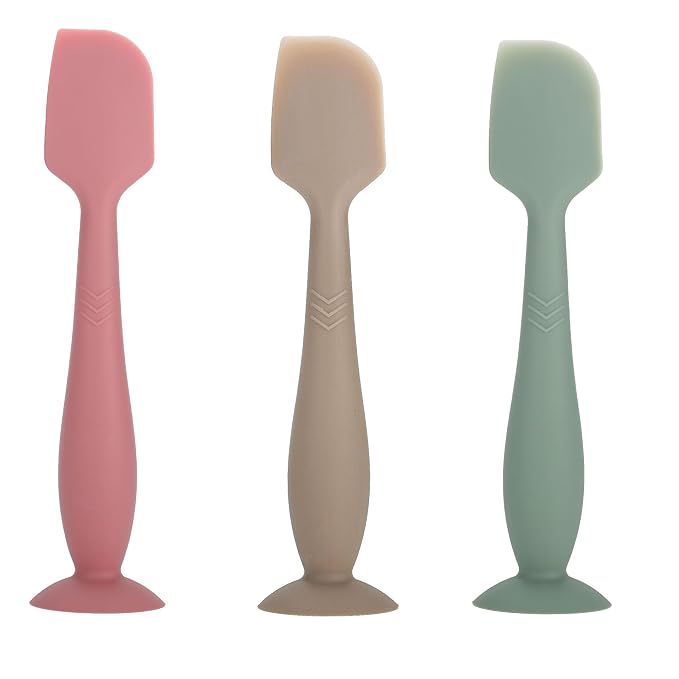 Baby Diaper Cream Spatula, Seeway 3 pack Baby Butt Paste Spatula, Diaper Cream Applicator, Silicone Butt Spatula for Newborn Babies (dark pink, green, brown)