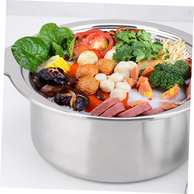 1pc Stainless Steel Hot Pot for Induction Cooker Lid Food-grade Material Design for Dining and