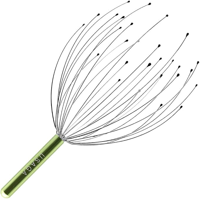 USAGA 28 Fingers Head Scratcher, Head Massager, Scalp Massager for Scalp Body Relaxing (Cyan)
