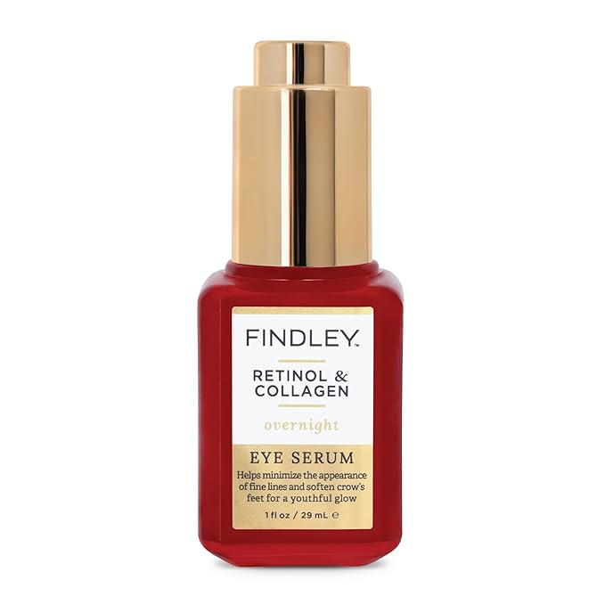 Findley Retinol & Collagen Overnight Eye Serum | Minimize Fine Lines & Soften Crow's Feet | Youthful Glow (1 Fl Oz)