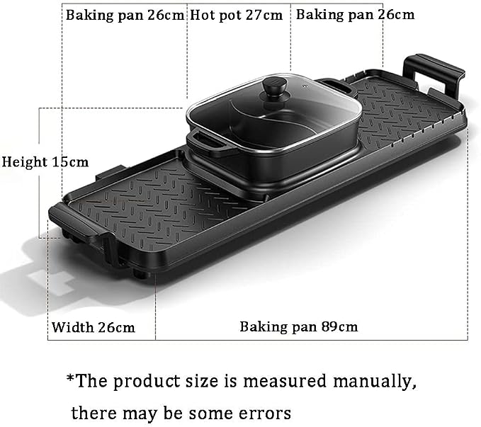 Electric Grill with Hot Pot 2 in 1 Indoor Korean BBQ Grill,2200W Multifunctional Smokeless BBQ Hot Pot Double Pot,Non-Stick Pan,for 5-10 People,for Grilling & Cooking(Single Pot)