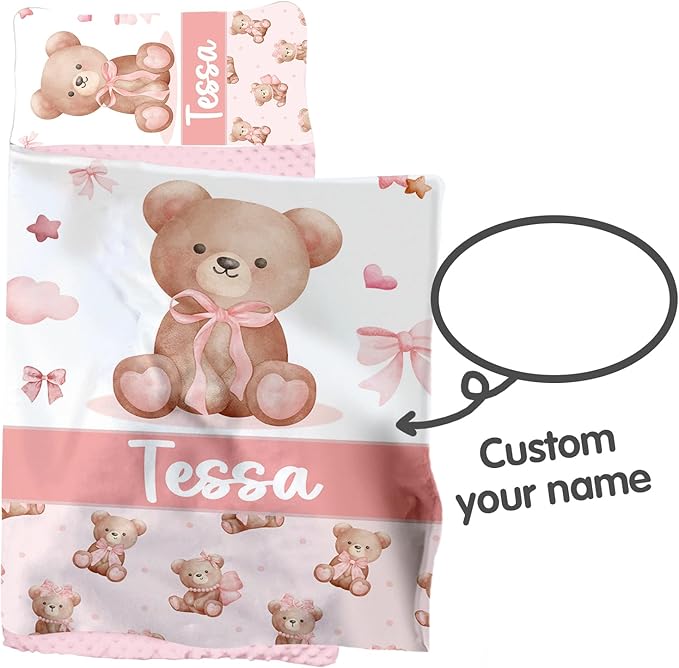 Personalized Toddler Nap Mat for Girls โ Custom Name Kids Nap Mat โ Daycare Sleeping Mats with Removable Pillow and Soft Minky Dot Blanket for Preschool, Travel, Kindergarten
