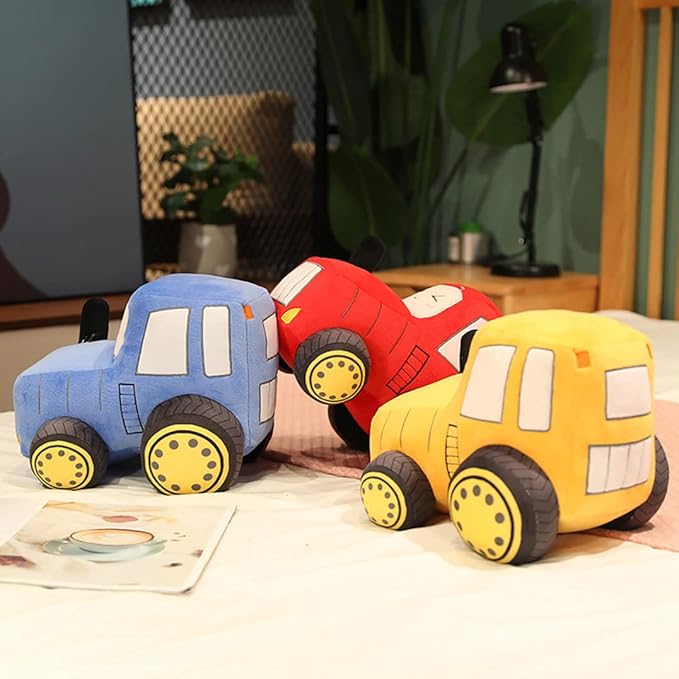 Soft Plush Tractor Stuffed Truck Toy Super Cute Car Plushie Throw Pillow Excellent Gifts for Kids or Birthday Party 12 Inches (Yellow)