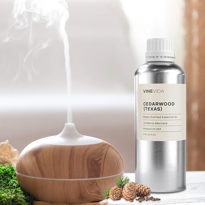 VINEVIDA Cedarwood Essential Oil 32 oz - Undiluted Texas Candle Oil Scent - DIY Candle Scents - Bulk Oil for Soap Making