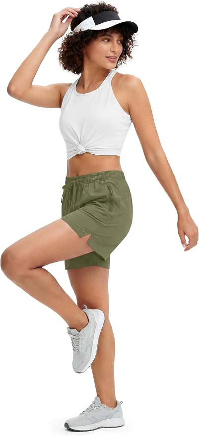MAGCOMSEN Women's 5" Hiking Shorts UPF 50+ Quick Dry Lightweight Athletic Running Golf Summer Casual Shorts with Pockets