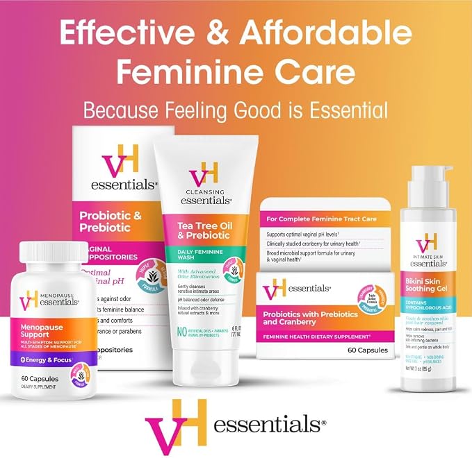 vH essentials Menopause Relief Plus Energy & Focus Support 60 Capsules – Multi-Symptom Support for All-Stages of Menopause: hot Flashes, Night Sweats, Mood Swings, Fatigue & Brain Fog
