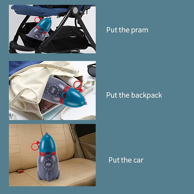SUNGOOYUE Portable Baby Urinal Leak Proof Travel Potty PP TPE Silicone Triple Seal 19 X 8cm Emergency Car Toilet for Boys Toddler Potty Training Road Trips Outdoor Use (Dark Blue)