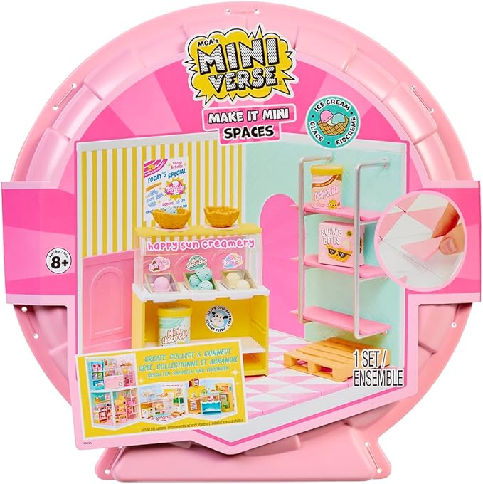 MGA's Miniverse Make It Mini Spaces Ice Cream Shop, Building Set, Customize, DIY Crafts, Rooms, Hobby, Collectors, Display, Gifts, 8+