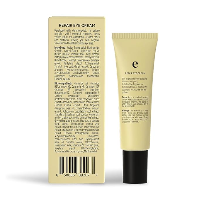 Eliré Repair Eye Cream - Restores and Strengthens Delicate Under-Eye Skin - With Ceramides and Caffeine - Reduces Fine Lines, Wrinkles and Puffiness - Fast-Absorbing - Dermatologist-Tested - 15ml