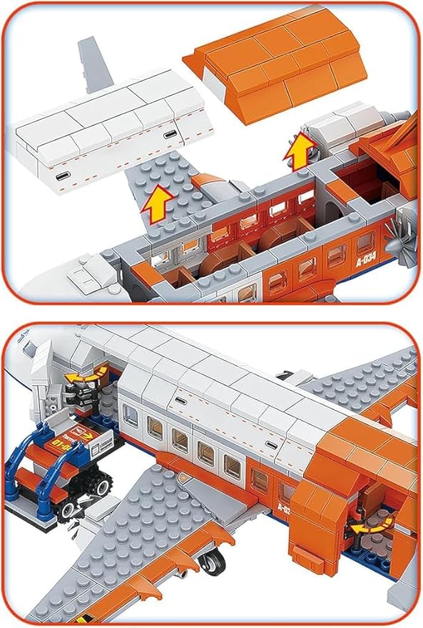 City Passenger Airplane Building Set, 697 PCS, STEM 3 in 1 Airport Plane Building Block Toy with Baggage Truck & Radar Tower, Fun Idea for Boys & Girls Ages 8+