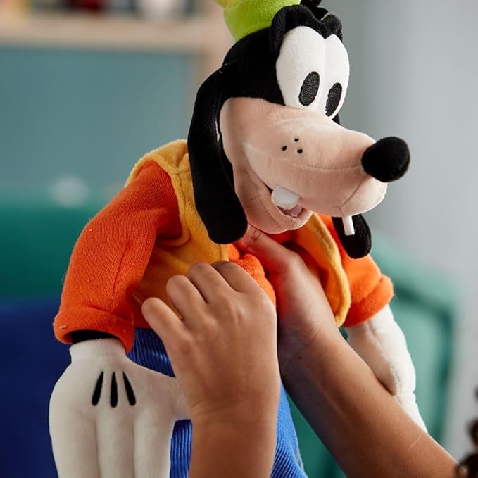 DISNEY STORE Official Goofy Medium Soft Toy for Kids, Cuddly Character with Fuzzy Texture and Embroidered Details, Patched Trousers and Felt Teeth,Disney Plushy Suitable for All Ages.