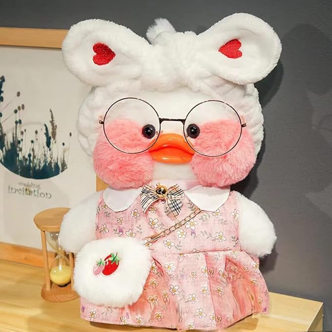 Duck Stuffed Animal Toy with 9 Outfits and Accessories to Match DIY Dress Up Clothes for Duck Plush Toy for Kids(12inch) (1White Duck)