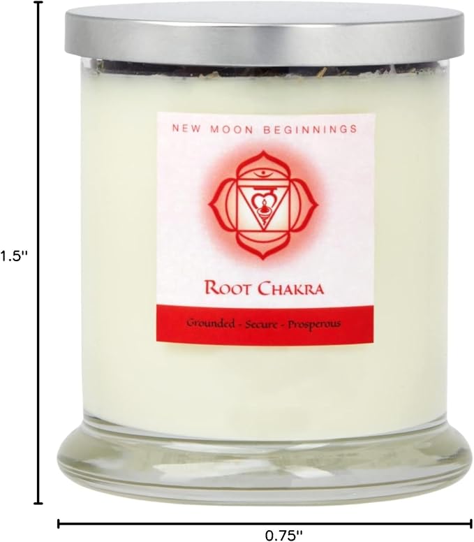 Root Chakra Candle by New Moon Beginnings - Chakra Candles - Herb, Flower, & Crystal Candles - Aromatherapy Candles - Soy Candle