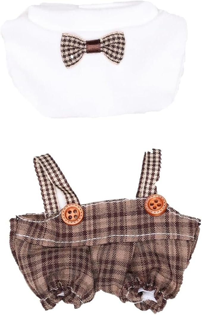 Clothes for Doll (NO Doll), 3 Piece Outfits Set for 17cm, Boys and Girls Stylish Adorable Clothes Dolls Accessories Suit, Brown