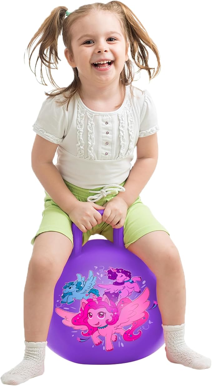 U&C Planet Hopper Ball 18 inches Bouncy Ball with Handle for Kids Age 3-6 Hoppity Hop Sit and Bounce Jumping Hopping Toy with Pump and Gift Box Great Gift for Birthday Christmas, Purple