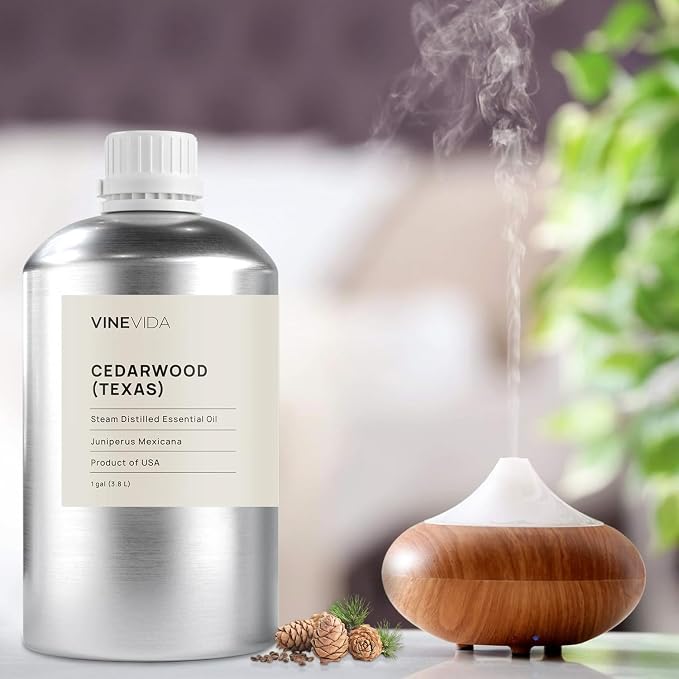 VINEVIDA Cedarwood (Texas) Essential Oil - Gallon Cedarwood (Texas) Oil Undiluted - Bulk Gallon Essential Oil for Soap Making