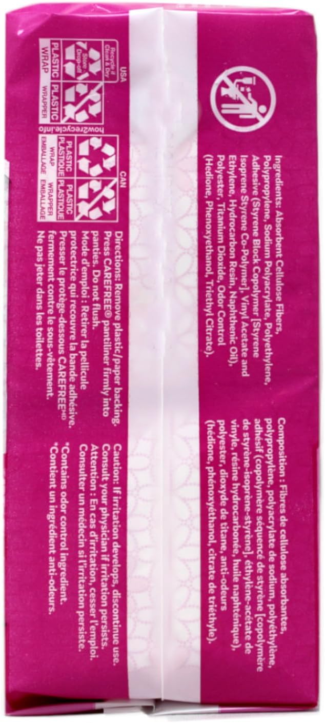 Carefree Acti-Fresh Body Shape Pantiliners Thin To Go Unscented - 60 Liners, Pack of 3