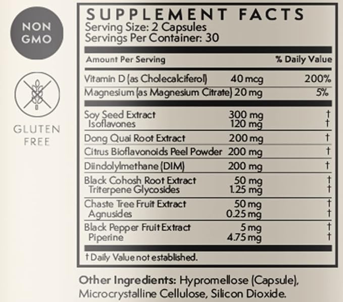 TERRA ORIGIN Multi-Symptom Menopause Supplements for Women | Menopause Support for Night Sweats, Hot Flashes & Mood Swings | DIM, Black Cohosh, Dong Quai, Chaste Tree Berry | 60 Capsules
