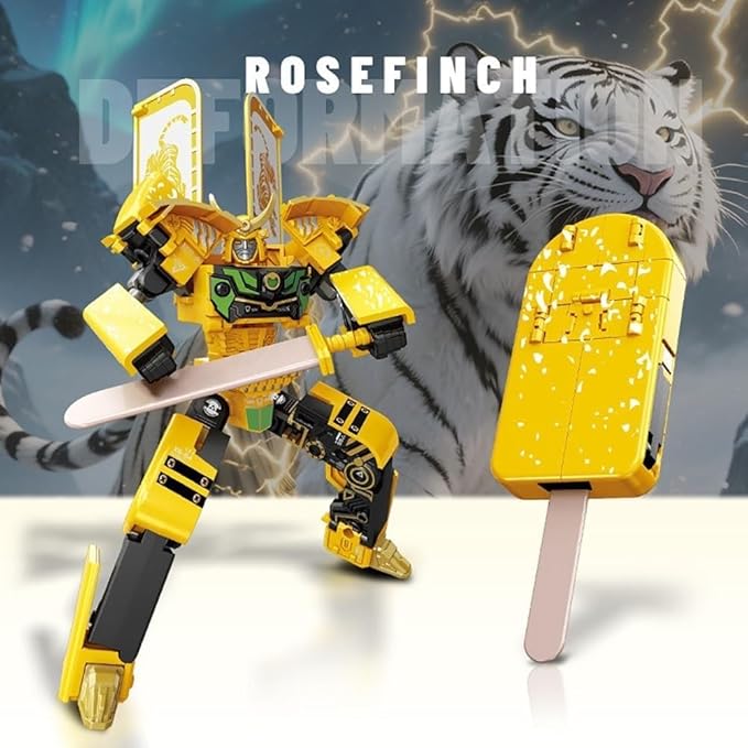Ice Cream Transformer Toy, Transform into Robot Action Figure, 2 in 1diy Creative Transformations, Early Educational Brain Blocks,Birthday Party Favors Gift for Kids & Adults Action Figures