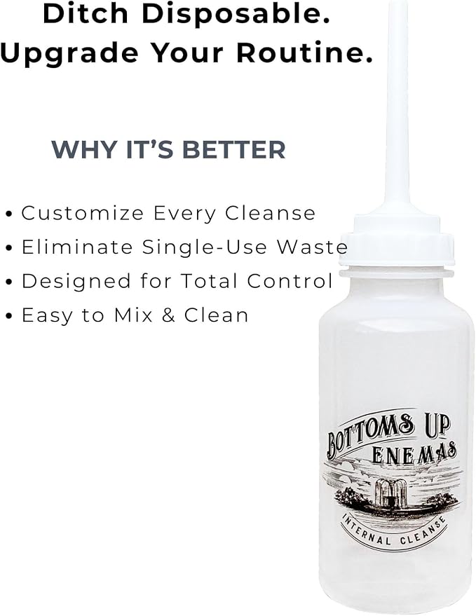 BUE Reusable Enema Bottle -10oz BPA-Free. Bottoms Up Enemas