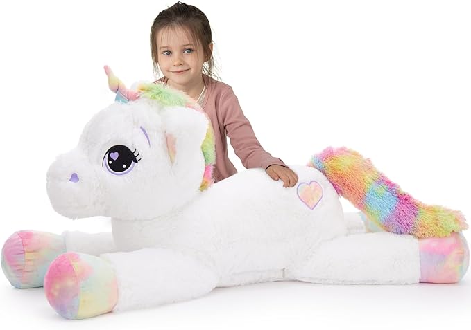 Tezituor 43in Giant Unicorn Plush Toys,Big White Unicorn Stuffed Animals,Lovely Birthday Decorations for Children,Great Unicorns Gifts for Girls on Christmas or Childred's Day.