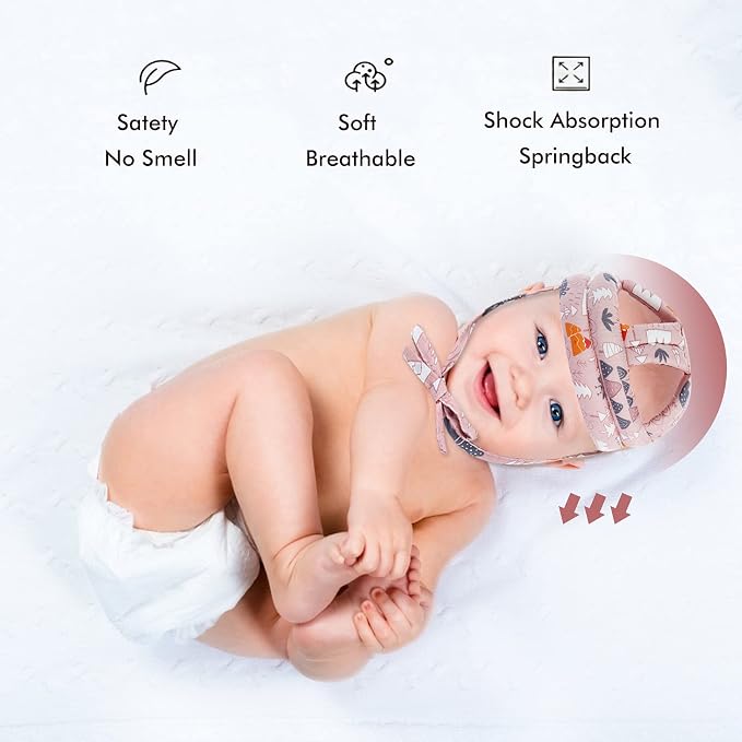 Baby Safety Helmet Infant Toddler Breathable & Adjustable Head Cushion Bumper Bonnet for Running Walking Crawling (Pink), BB-1003