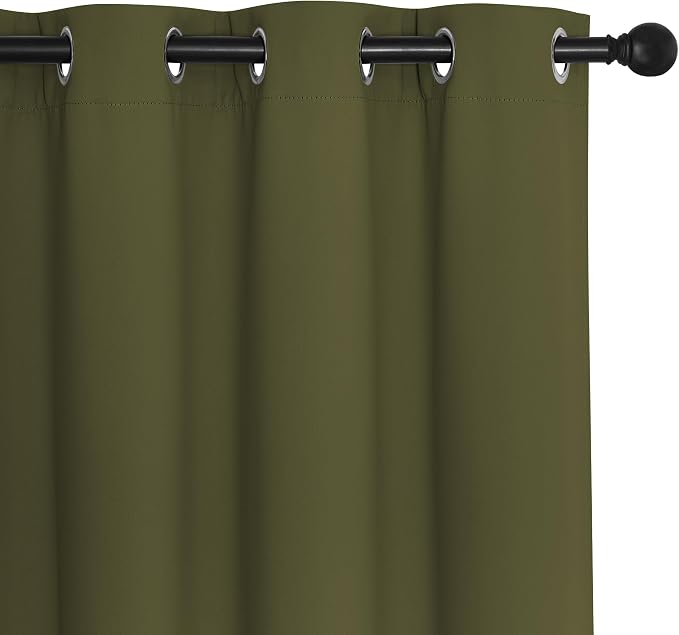 NICETOWN Olive Bedroom Curtains 72 inches Long, Grommet Blackout Thermal Insulated Window Treatment Room Darkening for Bedroom/Home Office, 2 Panels, W37 x L72