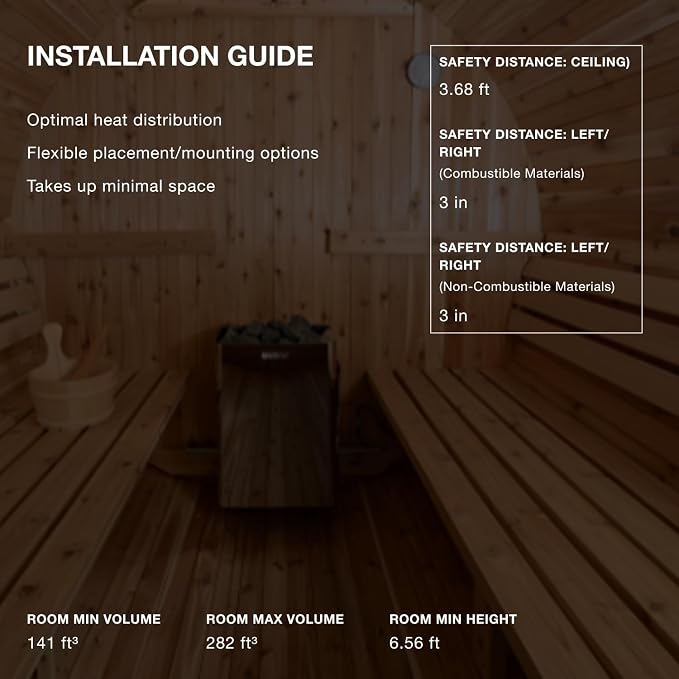 Harvia The Wall Electric Sauna Heater, Powerful 240V Sauna Stove for Medium Sized Rooms, Illuminated Operating Panel, Electric Heater for Dry Sauna Room, Includes Stones (8kW - Black)