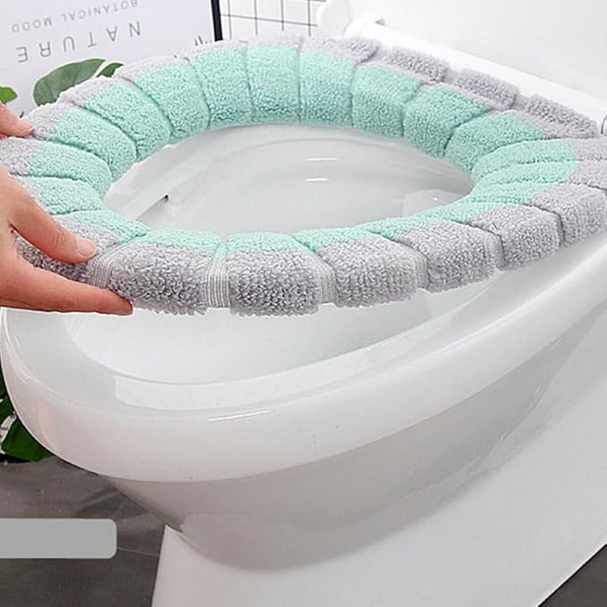 Toilet Seat Cover Bathroom Warmer Cloth Cushion Soft Pads for Bathroom Supplies 4Pcs