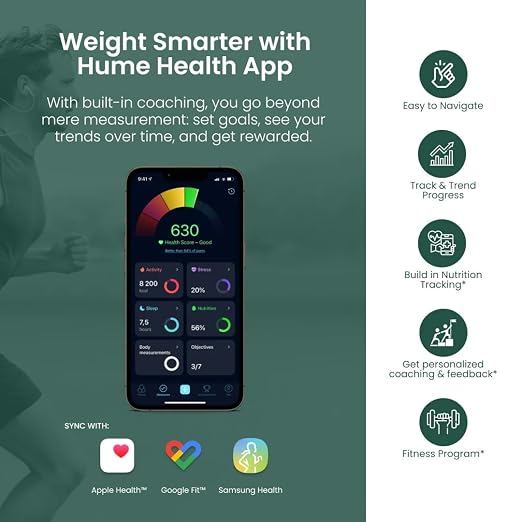 Hume Health The Body Pod - Home Body Analyzer Bluetooth App - 45+ Key Health Metrics - Accurate Personalized Data - Body Composition Scale - Smart Scale for Body Weight