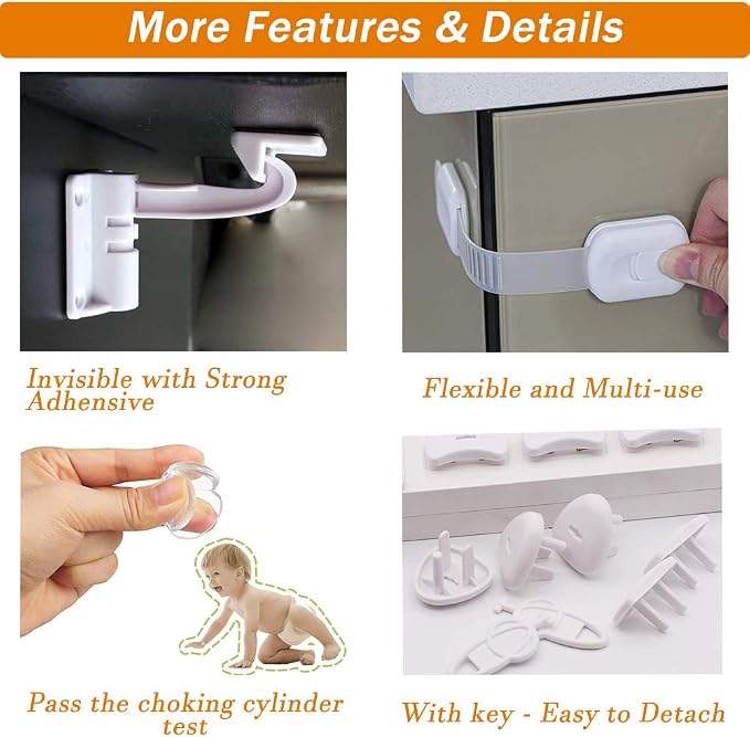 Baby Proofing Kit 85 Pack – Baby Safety Products for Cabinets, Drawers & Outlets, Baby Proofing Cabinets with Locks, Corner Protectors, Outlet Covers & Furniture Anchors – Baby Proof Kit for Home