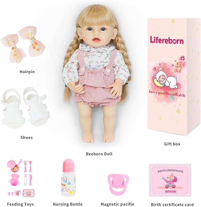 Reborn Baby Dolls - Realistic Newborn Baby Doll That Look Real Full Silicone Baby Dolls Girl with Doll Clothes & AccessoriesToy Gift Set for Kids Age 3+
