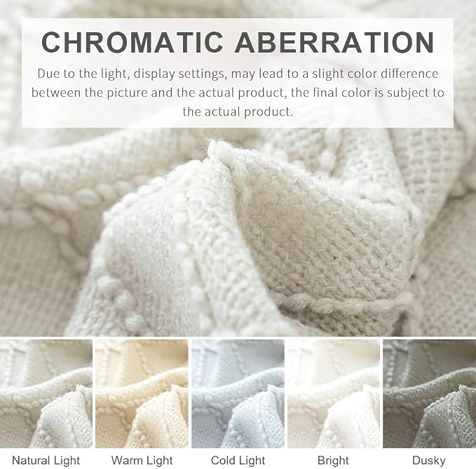BOURINA Beige Throw Blanket 60x80 Inch Boho Knitted Soft Throw Sofa Blanket | Knitted Throw Blanket 60x80 Inches, Soft Lightweight Boho Weave Throw Decorative Couch Blanket for Living Room Bedroom Chair