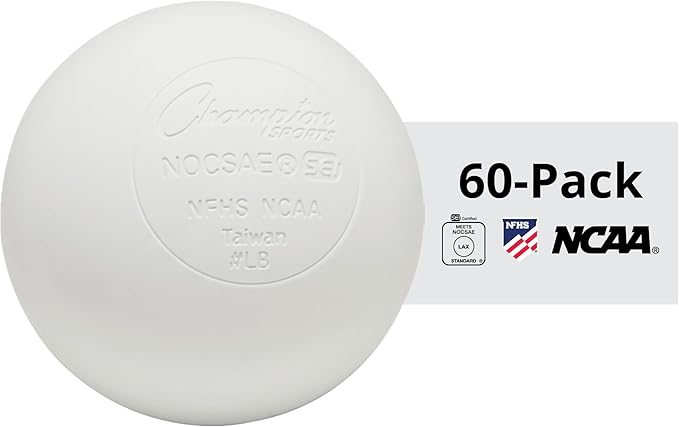 Champion Sports Lacrosse Balls – Official Size SEI Certified, Multi-Color Packs of 3, 6, or 12 for Practice & Games