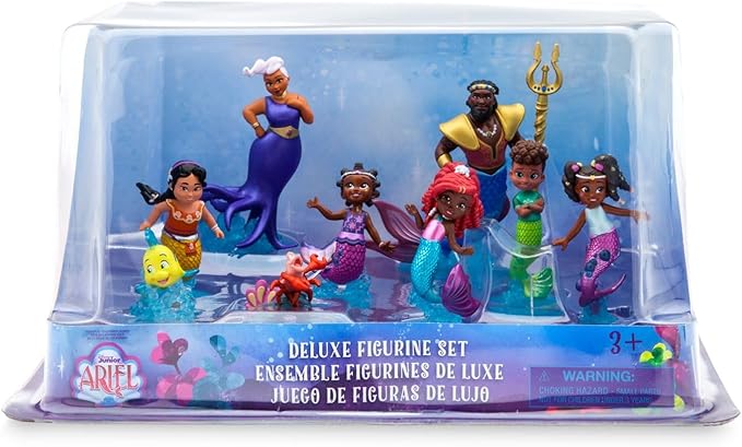 Disney Store Official Junior's Ariel Deluxe Figure Play Set - With Ariel, Triton, Ursula & Friends - Mermaid Toys Characters Figurines