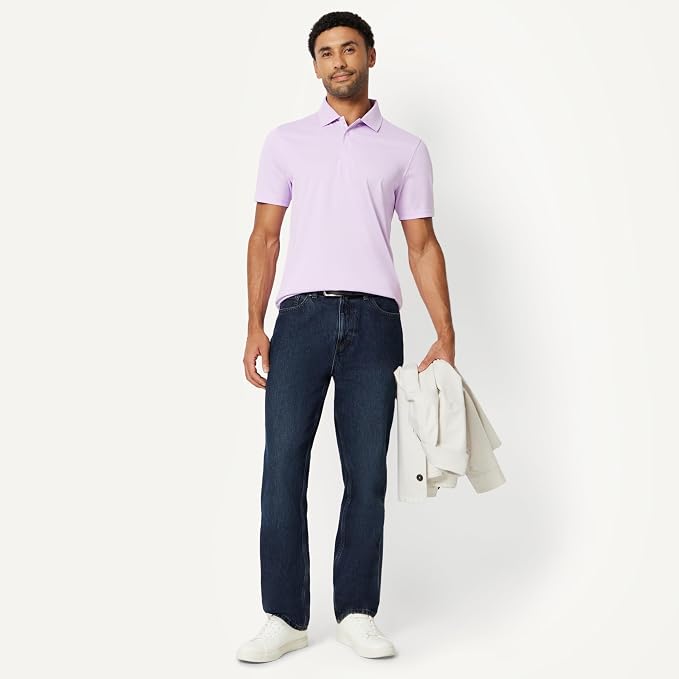 Amazon Essentials Men's Moisture Wicking Golf Polo Shirt, Short Sleeve, Slim-Fit, Quick-Dry, Active Wear